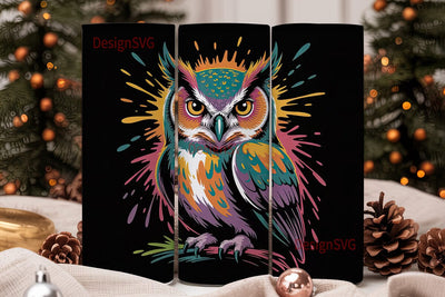 Neon Owl 20oz Tumbler Wrap Sublimation DesignSVG 