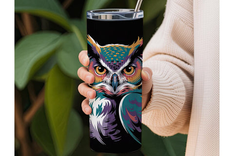 Neon Owl 20oz Tumbler Wrap Sublimation DesignSVG 