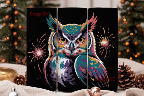 Neon Owl 20oz Tumbler Wrap Sublimation DesignSVG 