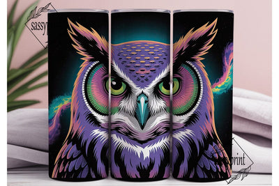 Neon Owl 20oz Tumbler Wrap Sublimation sassyprint 