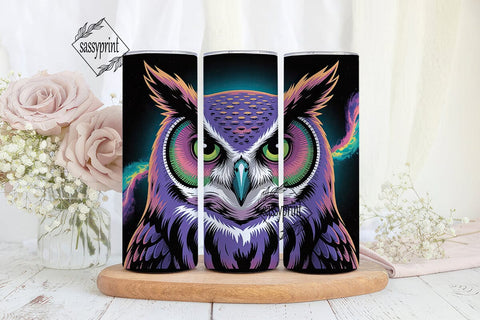 Neon Owl 20oz Tumbler Wrap Sublimation sassyprint 