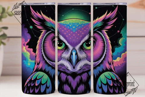 Neon Owl 20oz Tumbler Wrap Sublimation sassyprint 