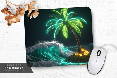 Neon Owl on Glowing Branch Mouse Pad Design Sublimation Regulrcrative 