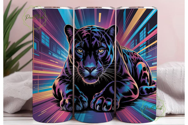 Neon Panther Cyberpunk 20oz Wrap Sublimation PixelChick 