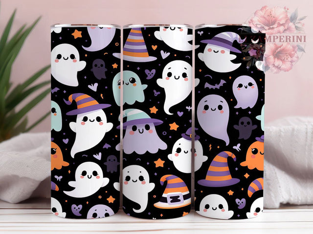 Neon Pastel Kawaii Ghost Halloween Tumbler, Cute Halloween Wrap, Spooky Seamless PNG, 20oz Sublimation Design, Kawaii Ghost Cup, Pastel Halloween Art, Glow In The Dark Tumbler Sublimation Li Zamperini 