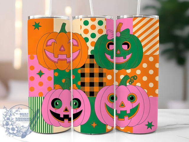 Neon Pastel Pumpkin Halloween Tumbler, Bright Pastel Pumpkin Cup, Jack O’ Lantern Wrap, 20Oz Sublimation Design, Colorful Halloween Mug, Pastel Pumpkin Drinkware, Vibrant Spooky Tumbler Sublimation ToriDesigns 