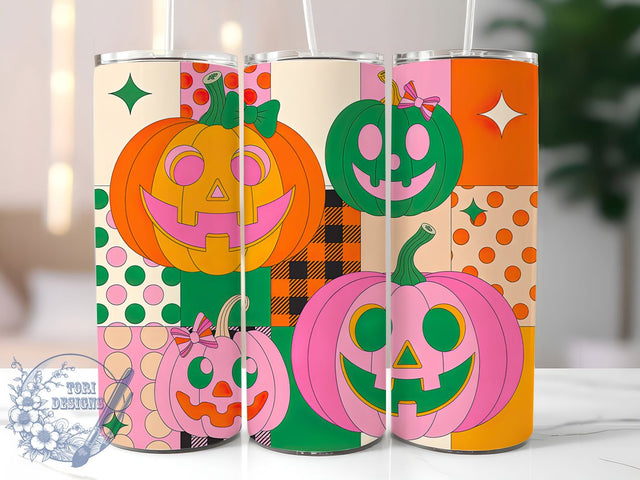 Neon Pastel Pumpkin Halloween Tumbler, Bright Pastel Pumpkin Cup, Jack O’ Lantern Wrap, 20Oz Sublimation Design, Colorful Halloween Mug, Pastel Pumpkin Drinkware, Vibrant Spooky Tumbler Sublimation ToriDesigns 