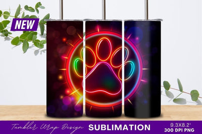 Neon paw print tumbler png design Sublimation Regulrcrative 
