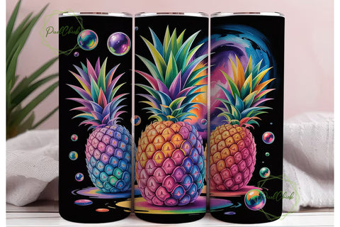 Neon Pineapple 20oz Tumbler Wrap Sublimation PixelChick 