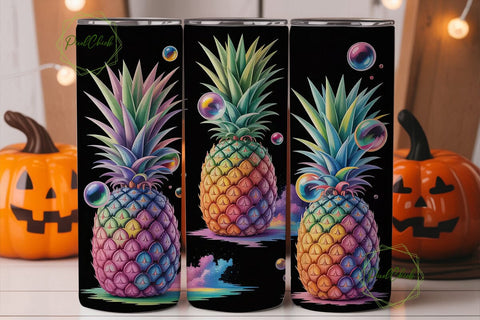 Neon Pineapple 20oz Tumbler Wrap Sublimation PixelChick 