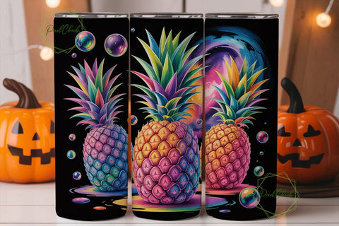 Neon Pineapple 20oz Tumbler Wrap Sublimation PixelChick 