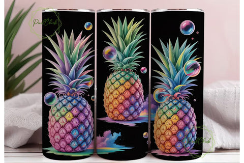 Neon Pineapple 20oz Tumbler Wrap Sublimation PixelChick 