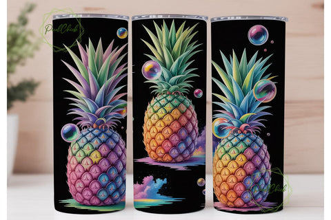 Neon Pineapple 20oz Tumbler Wrap Sublimation PixelChick 