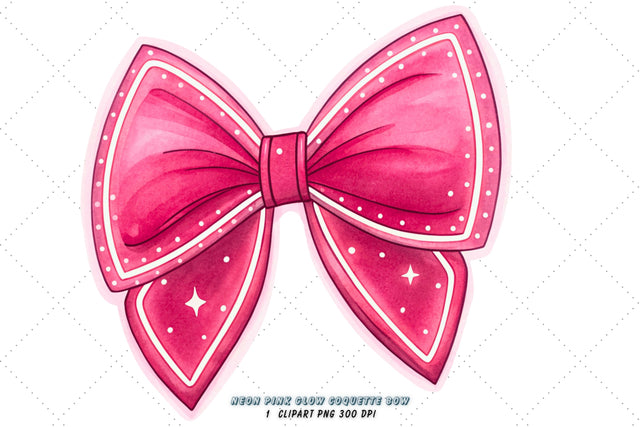 Neon Pink Glow Coquette Bow Clipart, neon pink bow, glowing coquette bow, vibrant bow design, pink glow clipart, digital bow design, neon glow design, glowing bow art Sublimation FloridPrintables 