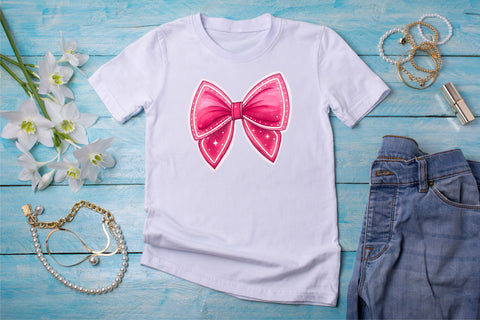 Neon Pink Glow Coquette Bow Clipart, neon pink bow, glowing coquette bow, vibrant bow design, pink glow clipart, digital bow design, neon glow design, glowing bow art Sublimation FloridPrintables 