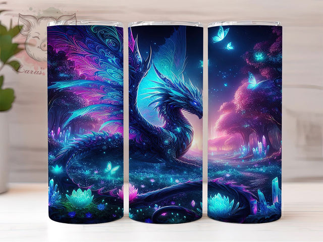 Neon Psychedelic Dragon Tumbler, Psychedelic Dragon Tumbler, 20oz Tumbler Wrap, Sublimation Design, Fantasy Dragon Gift, Colorful Dragon Wrap, Trippy Dragon Tumbler Sublimation Lara' s Designs 