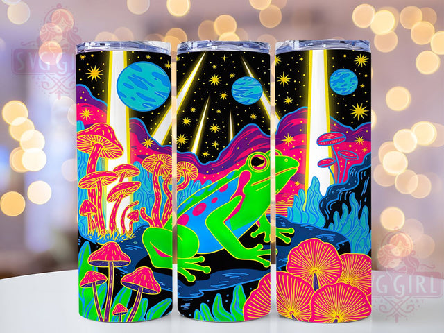 Neon Psychedelic Frog Tumbler, Neon Forest Wrap, Trippy Frog Mug Design, Sublimation Wrap, Vibrant Drinkware, Unique Gift Idea, Glow Neon Cup Sublimation SvggirlplusArt 