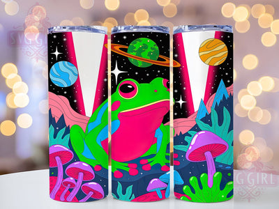 Neon Psychedelic Frog Tumbler, Neon Forest Wrap, Trippy Frog Mug Design, Sublimation Wrap, Vibrant Drinkware, Unique Gift Idea, Glow Neon Cup Sublimation SvggirlplusArt 