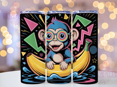 Neon Psychedelic Monkey Tumbler, Neon Ape, Trippy Art, Colorful Design, Abstract Animal, 20Oz Tumbler, Sublimation Wrap Sublimation SvggirlplusArt 