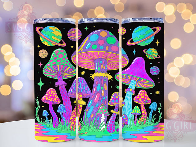 Neon Psychedelic Mushroom Tumbler, Neon Mushrooms Design, Melting Mushroom Pattern, 20Oz Sublimation Wrap, Trippy Neon Art, Psychedelic Texture, Tumbler Sublimation Sublimation SvggirlplusArt 