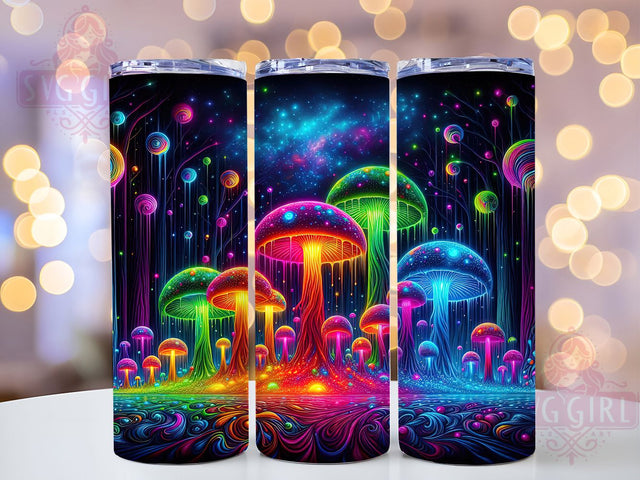 Neon Psychedelic Mushroom Tumbler, Neon Mushrooms Design, Melting Mushroom Pattern, 20Oz Sublimation Wrap, Trippy Neon Art, Psychedelic Texture, Tumbler Sublimation Sublimation SvggirlplusArt 