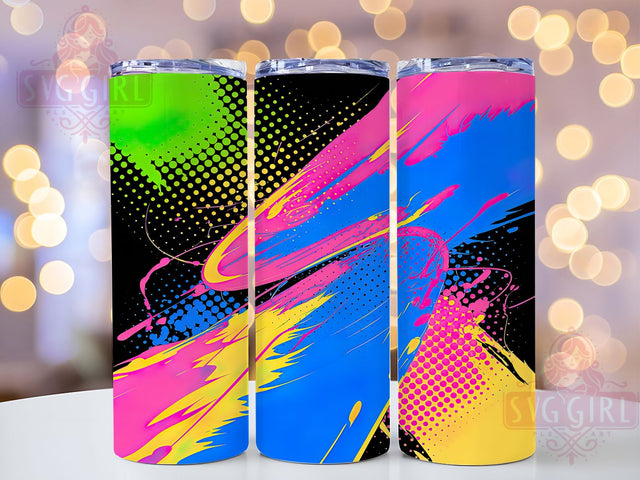 Neon Psychedelic Tie Dye Tumbler, Pop Art Pattern, Abstract Neon Design, 20Oz Sublimation Wrap, Psychedelic Art, Vibrant Tie Dye Texture, Tumbler Sublimation Sublimation SvggirlplusArt 