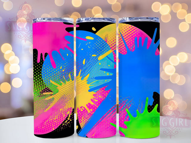 Neon Psychedelic Tie Dye Tumbler, Pop Art Pattern, Abstract Neon Design, 20Oz Sublimation Wrap, Psychedelic Art, Vibrant Tie Dye Texture, Tumbler Sublimation Sublimation SvggirlplusArt 