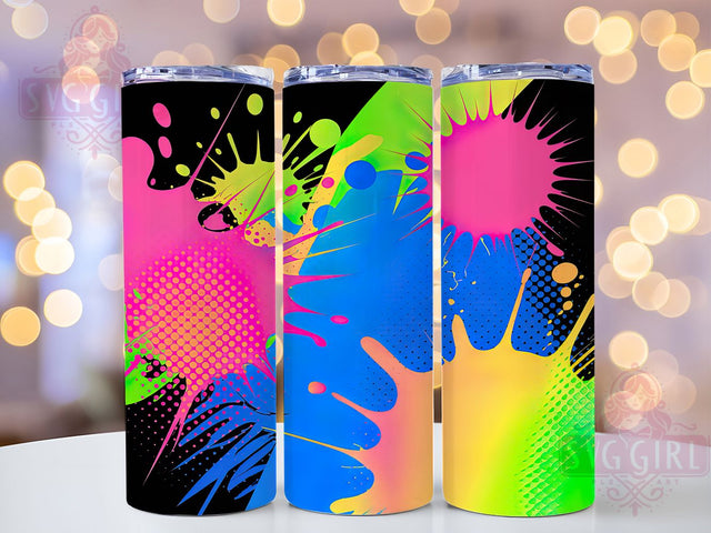 Neon Psychedelic Tie Dye Tumbler, Pop Art Pattern, Abstract Neon Design, 20Oz Sublimation Wrap, Psychedelic Art, Vibrant Tie Dye Texture, Tumbler Sublimation Sublimation SvggirlplusArt 