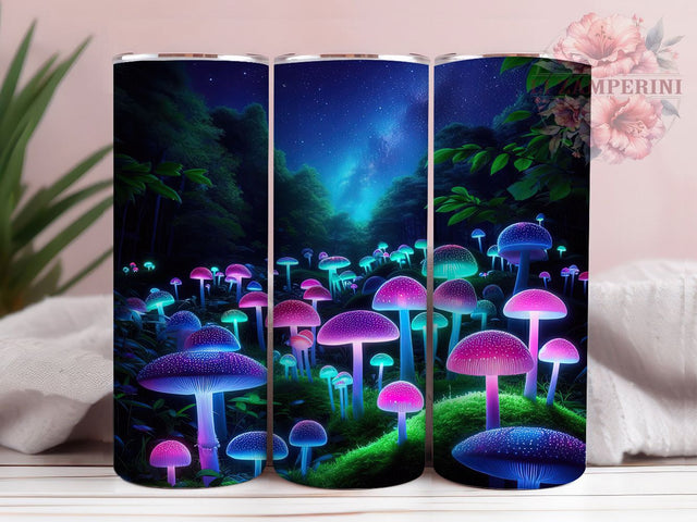 Neon Psychedelic Trippy Mushroom 20oz Tumbler, Psychedelic Cup Wrap, Trippy Mushroom Design, Sublimation Tumbler Wrap, 20Oz Tumbler Design, Artistic Neon Cup, Colorful Psychedelic Wrap Sublimation Li Zamperini 