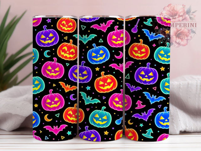 Neon Pumpkin Slime 20oz Tumbler, Neon pumpkin design, Slime halloween print, 20oz skinny tumbler, Halloween tumbler wrap, Neon slime wrap, Sublimation halloween design, Glow pumpkin Sublimation Li Zamperini 
