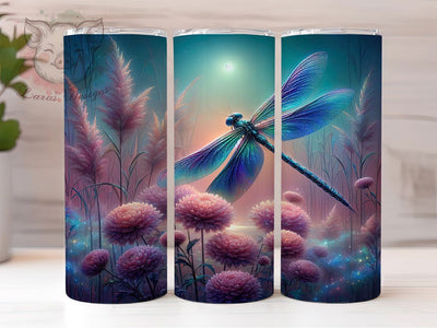 Neon Purple Dragonfly Tumbler, Purple Floral Tumbler, Stylish 20oz Wrap, Sublimation Design, Trendy Gift Idea, Dragonfly Floral Wrap, Neon Purple Tumbler Sublimation Lara' s Designs 