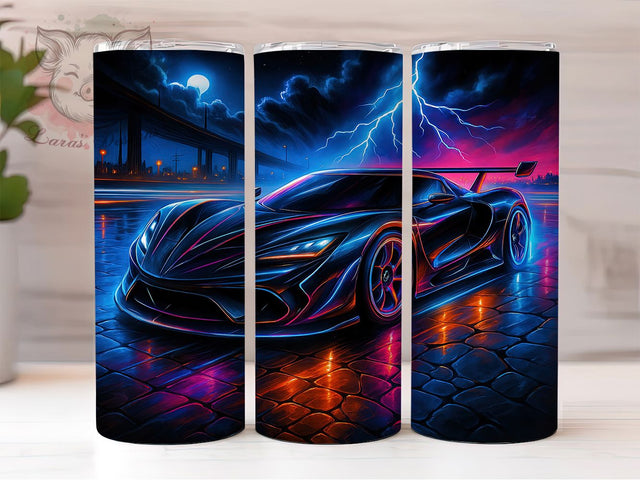 Neon Racer Car Enthusiast Tumbler, Racing Tumbler Design, Sports Car Lover, Automotive Gift Cup, Neon Car Present, Mens Racing Gift, Car Collector Tumbler Sublimation Lara' s Designs 