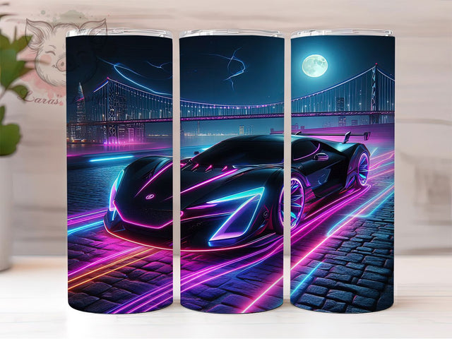Neon Racer Car Enthusiast Tumbler, Racing Tumbler Design, Sports Car Lover, Automotive Gift Cup, Neon Car Present, Mens Racing Gift, Car Collector Tumbler Sublimation Lara' s Designs 