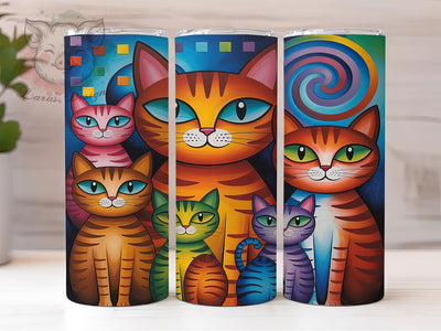 Neon Rainbow Cat Lover Tumbler Wrap, Artistic Cat Tumbler, Modern Pet Art, Colorful Animal Cup, Abstract Pet Design, Cat Lover Gift, Rainbow Cat Pattern Sublimation Lara' s Designs 