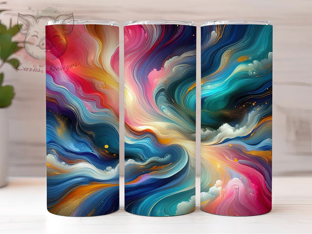 Neon Rainbow Gold Glitter Marble Tumbler, Neon Color Wrap, 20oz Tumbler Sublimation, Gold Glitter Design, Psychedelic Marble Tumbler, Bright Swirl Wrap, Glam Neon Sublimation Sublimation Lara' s Designs 