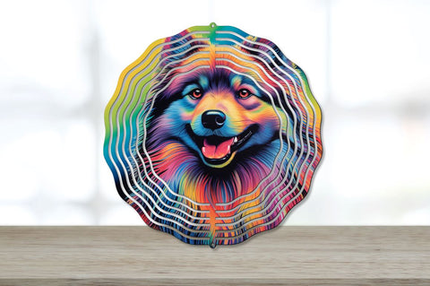 Neon Rainbow Keeshond Dog Wind Spinner Bundle Sublimation Regulrcrative 