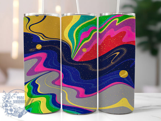 Neon Rainbow Marble Glitter Tumbler, Neon Colors Tumbler, Gold Glitter Design, 20Oz Wrap Design, Marble Sublimation, Bright Rainbow Art, Neon Glitter Theme Sublimation ToriDesigns 