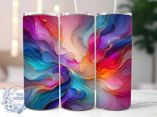 Neon Rainbow Marble Tumbler, Bright Marble Pattern, Vibrant Neon Design, 20Oz Sublimation Wrap, Colorful Marble Art, Electric Rainbow Texture, Tumbler Sublimation Sublimation ToriDesigns 