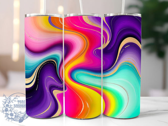 Neon Rainbow Marble Tumbler, Bright Marble Pattern, Vibrant Neon Design, 20Oz Sublimation Wrap, Colorful Marble Art, Electric Rainbow Texture, Tumbler Sublimation Sublimation ToriDesigns 