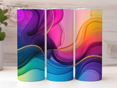 Neon Rainbow Marble Tumbler, Bright Neon, Marble Theme, Color Splash, Bold Abstract, 20Oz Tumbler, Sublimation Wrap Sublimation Lara' s Designs 