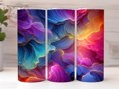 Neon Rainbow Marble Tumbler, Bright Neon, Marble Theme, Color Splash, Bold Abstract, 20Oz Tumbler, Sublimation Wrap Sublimation Lara' s Designs 