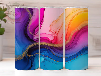 Neon Rainbow Marble Tumbler, Bright Neon, Marble Theme, Color Splash, Bold Abstract, 20Oz Tumbler, Sublimation Wrap Sublimation Lara' s Designs 