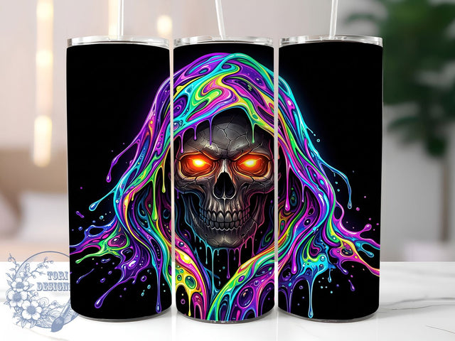 Neon Rainbow Skull 20oz Tumbler, Neon Rainbow Skull, Neon Skull Tumbler, Skull Tumbler Wrap, Rainbow Skull PNG, Neon Rainbow PNG, 20oz Tumbler Wrap, Neon Skull PNG Sublimation ToriDesigns 