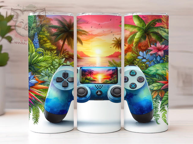 Neon Retro Gaming Tumbler Wrap, Video Game Tumbler, Gaming Tumbler Wrap, 20oz Sublimation Wrap, Retro Gaming Tumbler, Neon Gaming Design, Pixel Art Tumbler Sublimation Lara' s Designs 