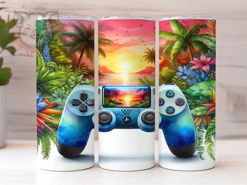 Neon Retro Gaming Tumbler Wrap, Video Game Tumbler, Gaming Tumbler Wrap, 20oz Sublimation Wrap, Retro Gaming Tumbler, Neon Gaming Design, Pixel Art Tumbler Sublimation Lara' s Designs 