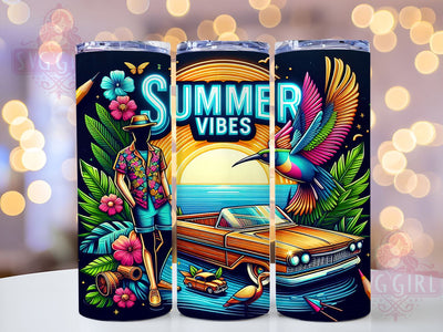 Neon Retro Summer Vibes Beach 20oz Tumbler Wrap Sublimation Design, Straight Tapered Tumbler Wrap, Summer Vibes Tumbler Png, Instant Digital Download Sublimation SvggirlplusArt 
