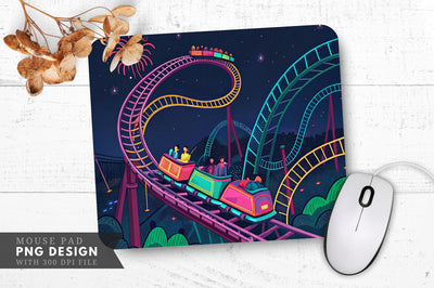 Neon Roller Coaster Adventure Mouse Pad Design Sublimation Regulrcrative 