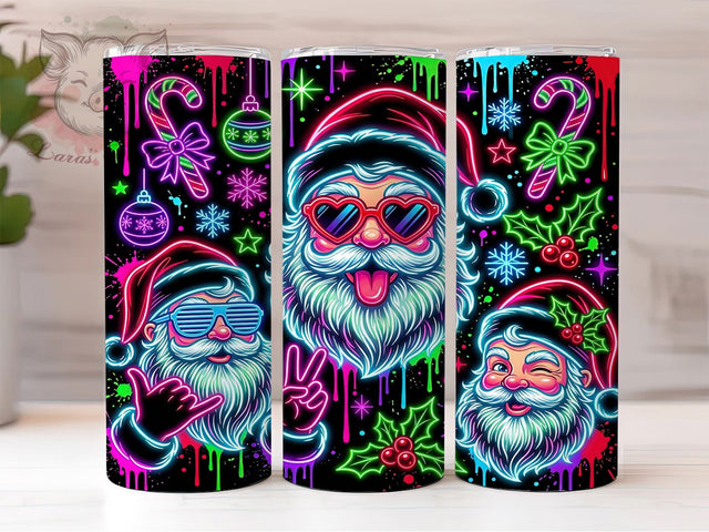 Neon Santa Graffiti 20oz Tumbler, Neon Santa, Santa Graffiti, Graffiti Santa, Santa Tumbler, Neon Tumbler, Christmas Tumbler, Tumbler Wrap Sublimation Lara' s Designs 