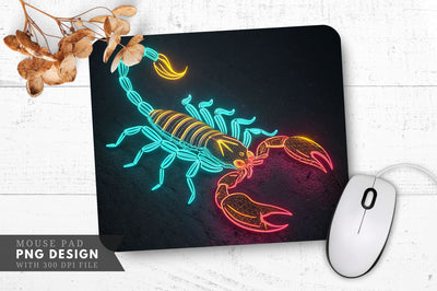 Neon Scorpion with Glowing Claws and Tail Mouse Pad Design Sublimation Regulrcrative 