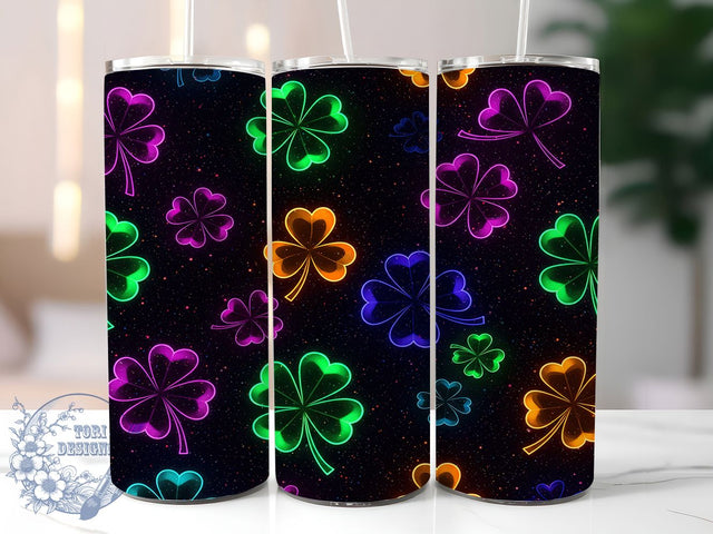 Neon Shamrocks St. Paddy's 20oz Tumbler, St Patrick's Day Design, 20oz Sublimation Wrap, Glow in the Dark Drinkware, Irish Luck Mug, Shamrock Drinkware, Festive St. Paddy's Gift Sublimation ToriDesigns 